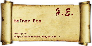 Hefner Eta névjegykártya